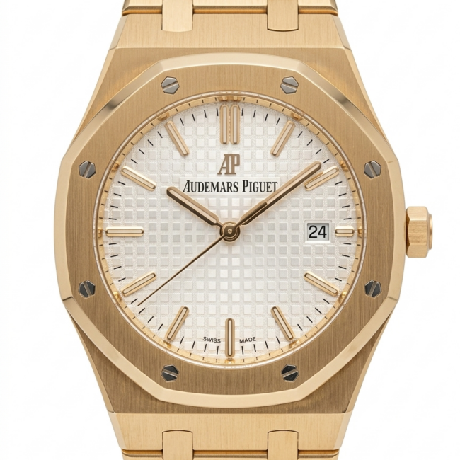ساعة Audemars Piguet Royal Oak - Gold & White