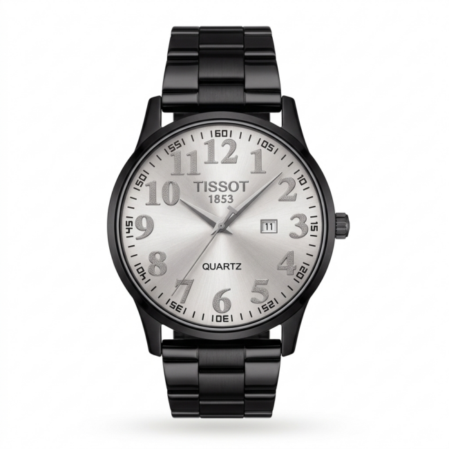 ساعة TISSOT - Black & silver