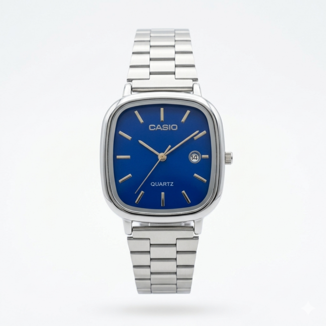 ساعة Casio#2 - Silver & Blue
