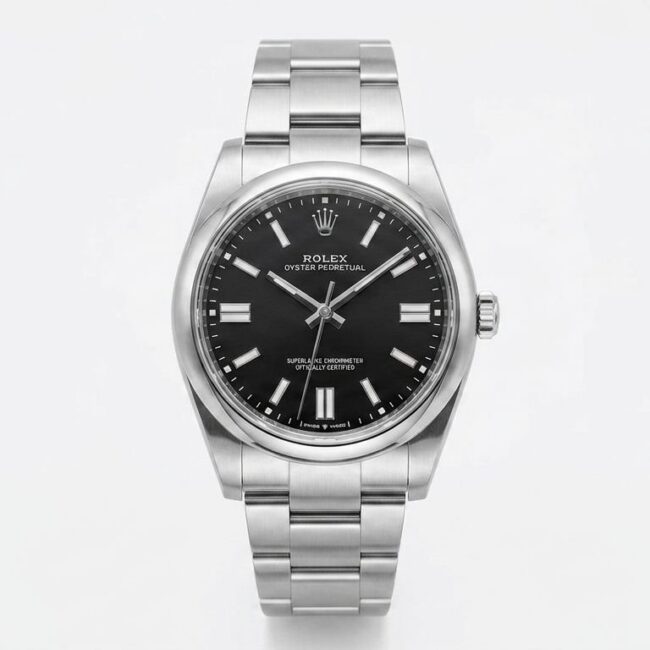 ساعة  Rolex معدن فضي - black 🖤